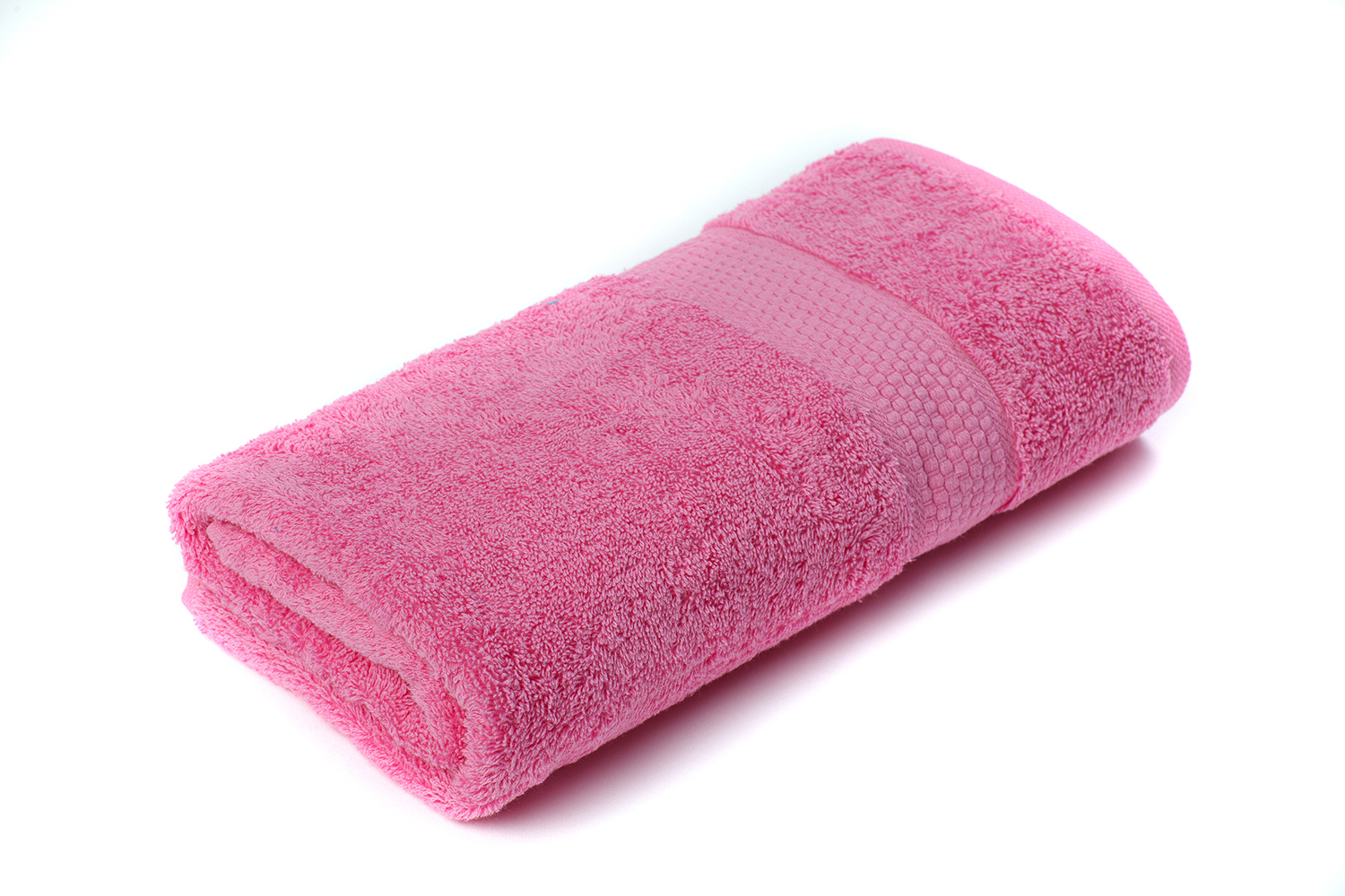 Махровое полотенце гладкокрашеное с бордюром "соты", размер 40х70, плотность 460 гр/м2, цвет ярко-розовый